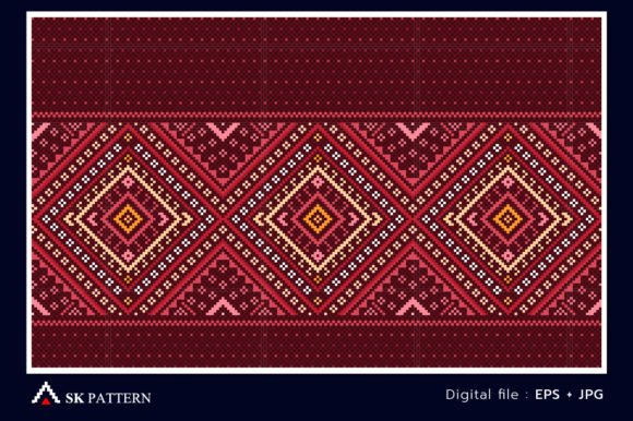 Reviewing Red Embroidery Ethnic Pattern Geometric